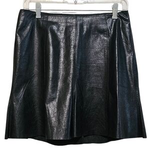 Black Leather Pleated Mini Skirt Women's Size 4